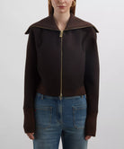 Victoria Beckham Dark Chocolate Double-Faced Bomber Jacket
