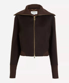 Victoria Beckham Dark Chocolate Double-Faced Bomber Jacket