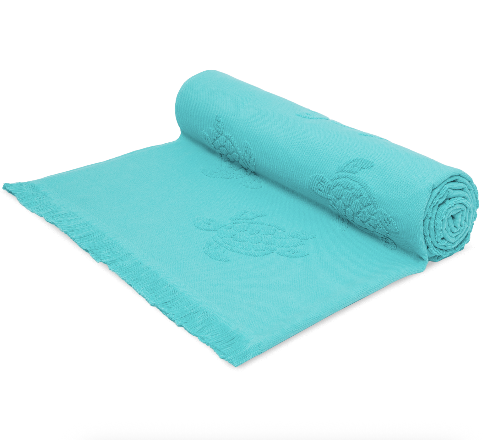 Vilebrequin Beach Towel In Organic Cotton Turtles Jacquard - Disco Green