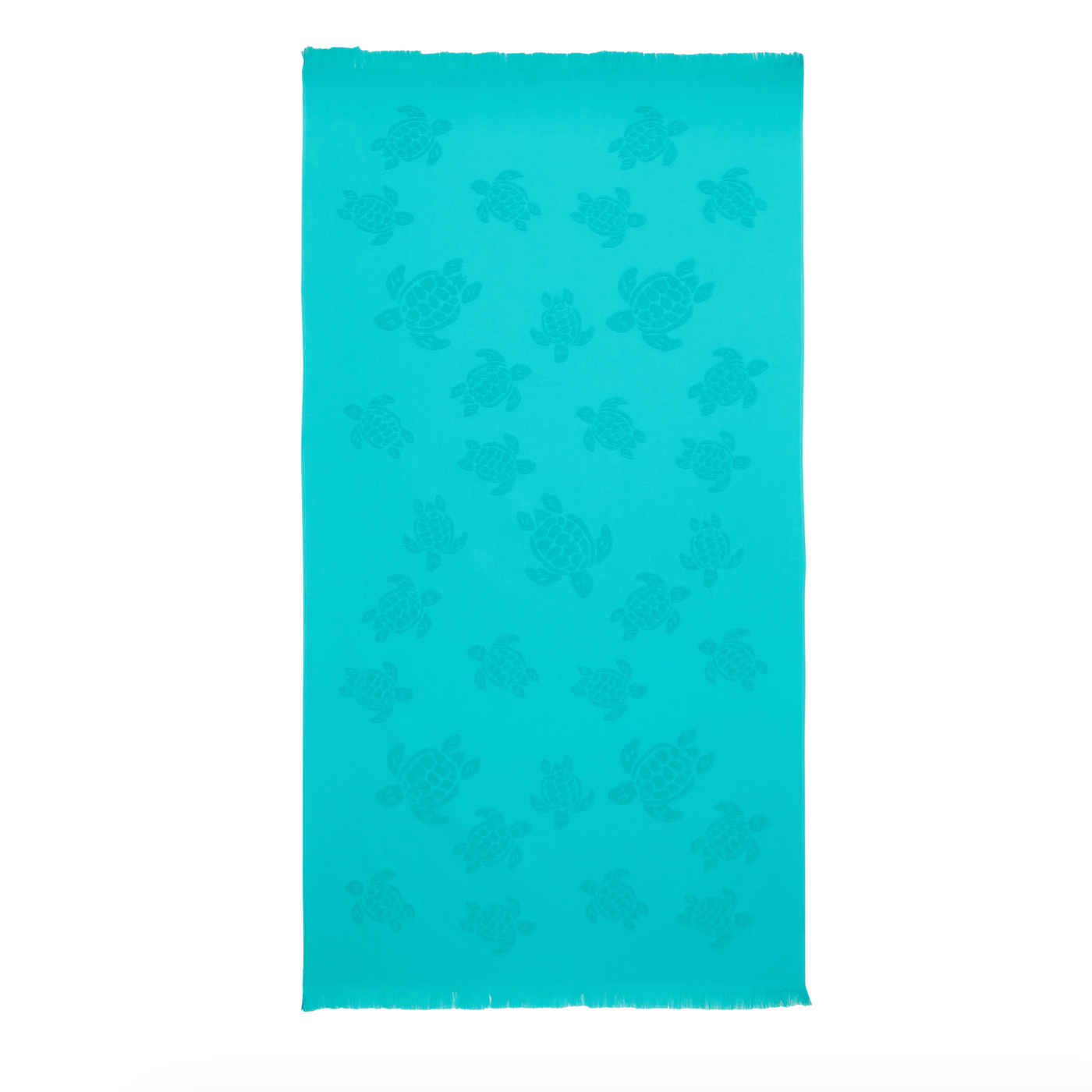 Vilebrequin Beach Towel In Organic Cotton Turtles Jacquard - Disco Green