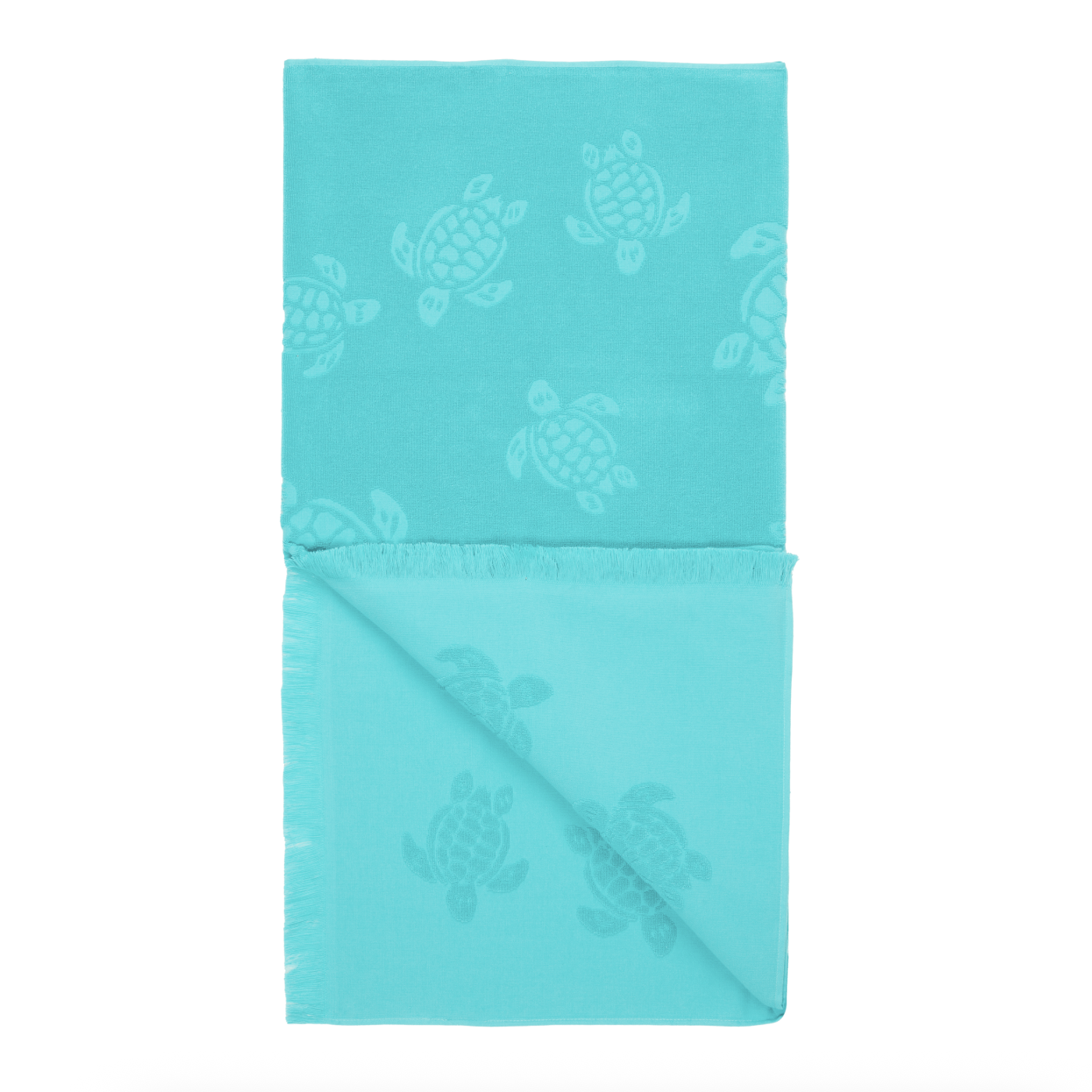 Vilebrequin Beach Towel In Organic Cotton Turtles Jacquard - Disco Green