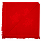 Vilebrequin Beach Towel In Organic Cotton Turtles Jacquard - Poppy Red