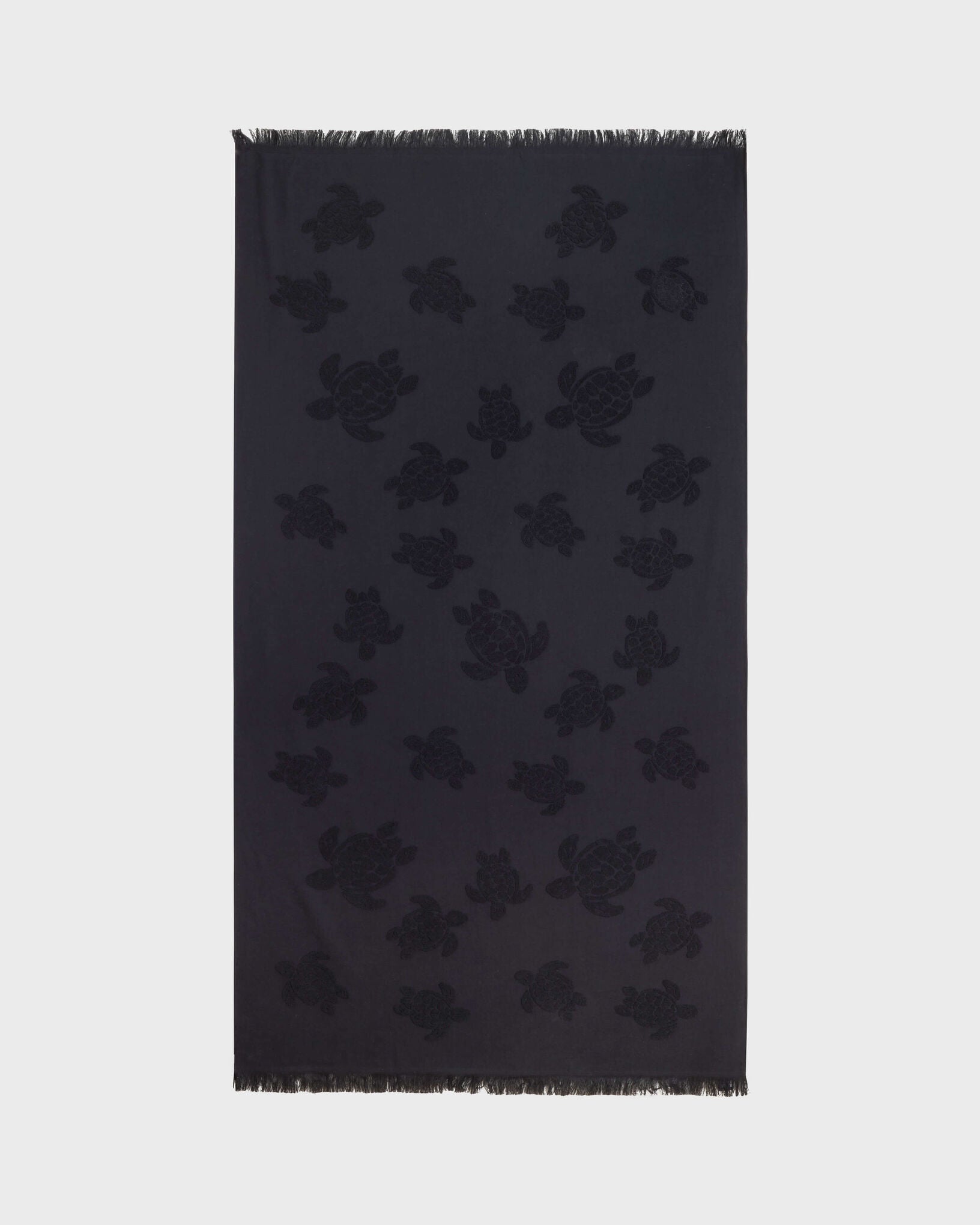 Vilebrequin Beach Towel In Organic Cotton Turtles Jacquard in Black