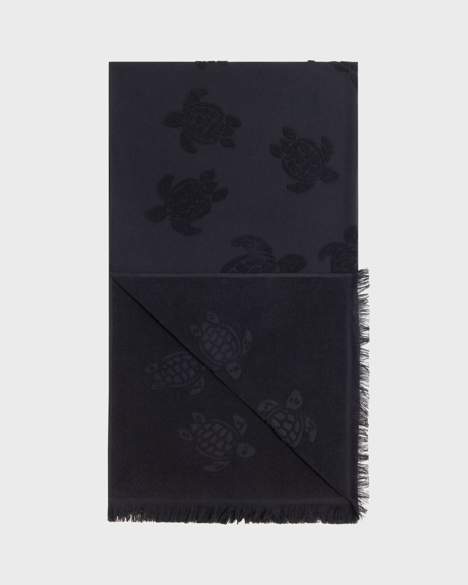 Vilebrequin Beach Towel In Organic Cotton Turtles Jacquard in Black