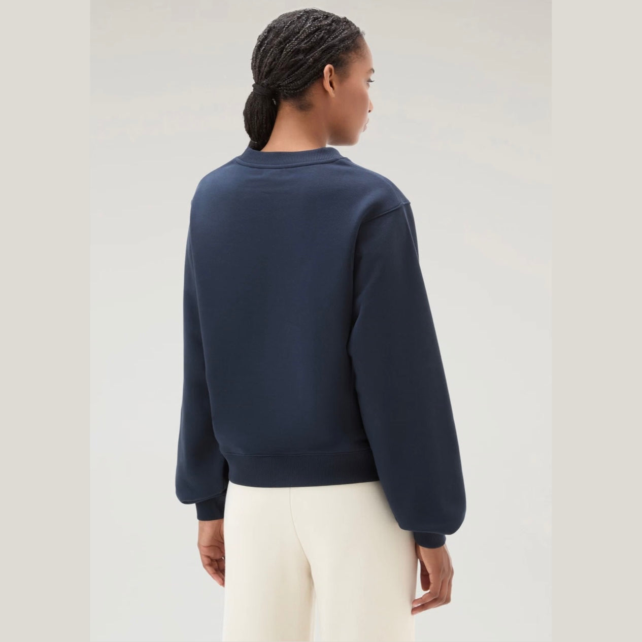 Woolrich Women's Crewneck Sweatshirt in Organic Cotton Blend  Blue