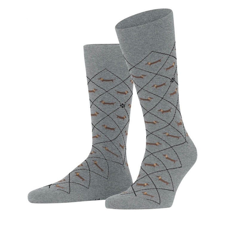 Burlington Men's Dachshund Socks in Light Grey