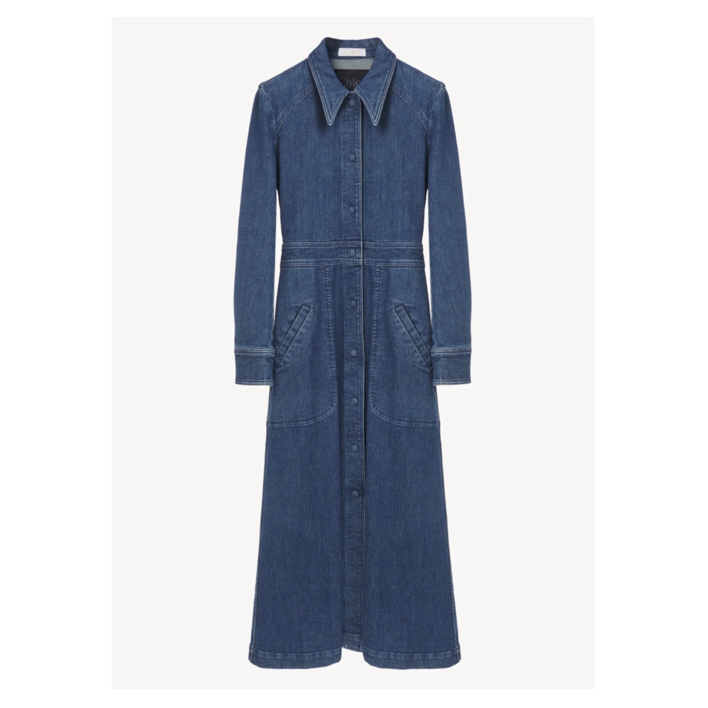 Chloé Long Sleeve Denim Shirt Dress