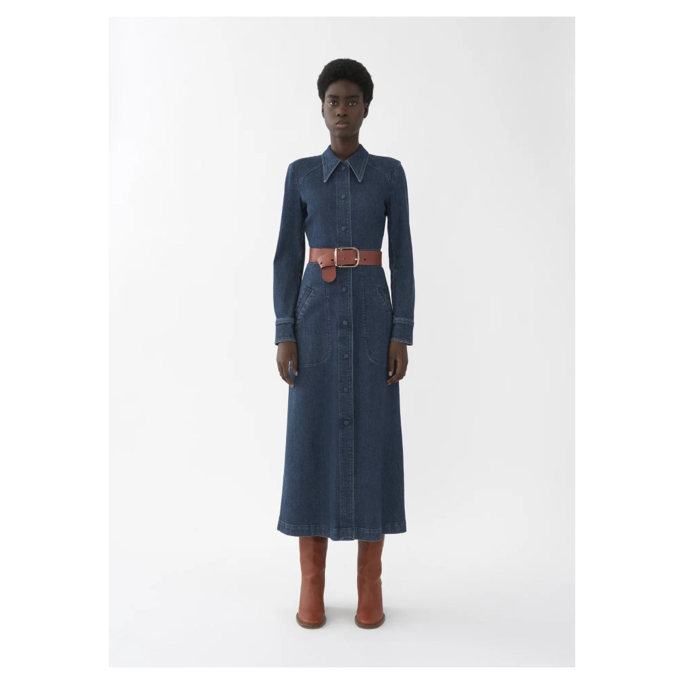Chloé Long Sleeve Denim Shirt Dress