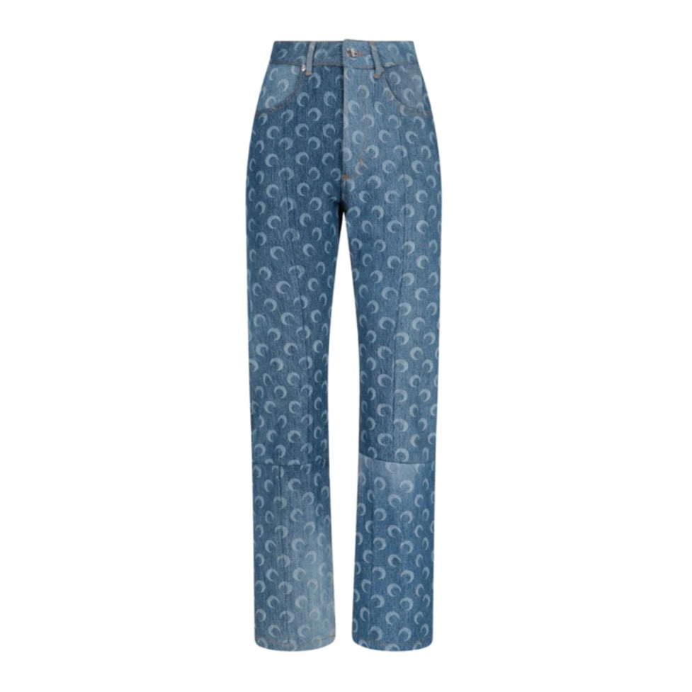 Marine Serre Moon Regenerated Denim Trousers