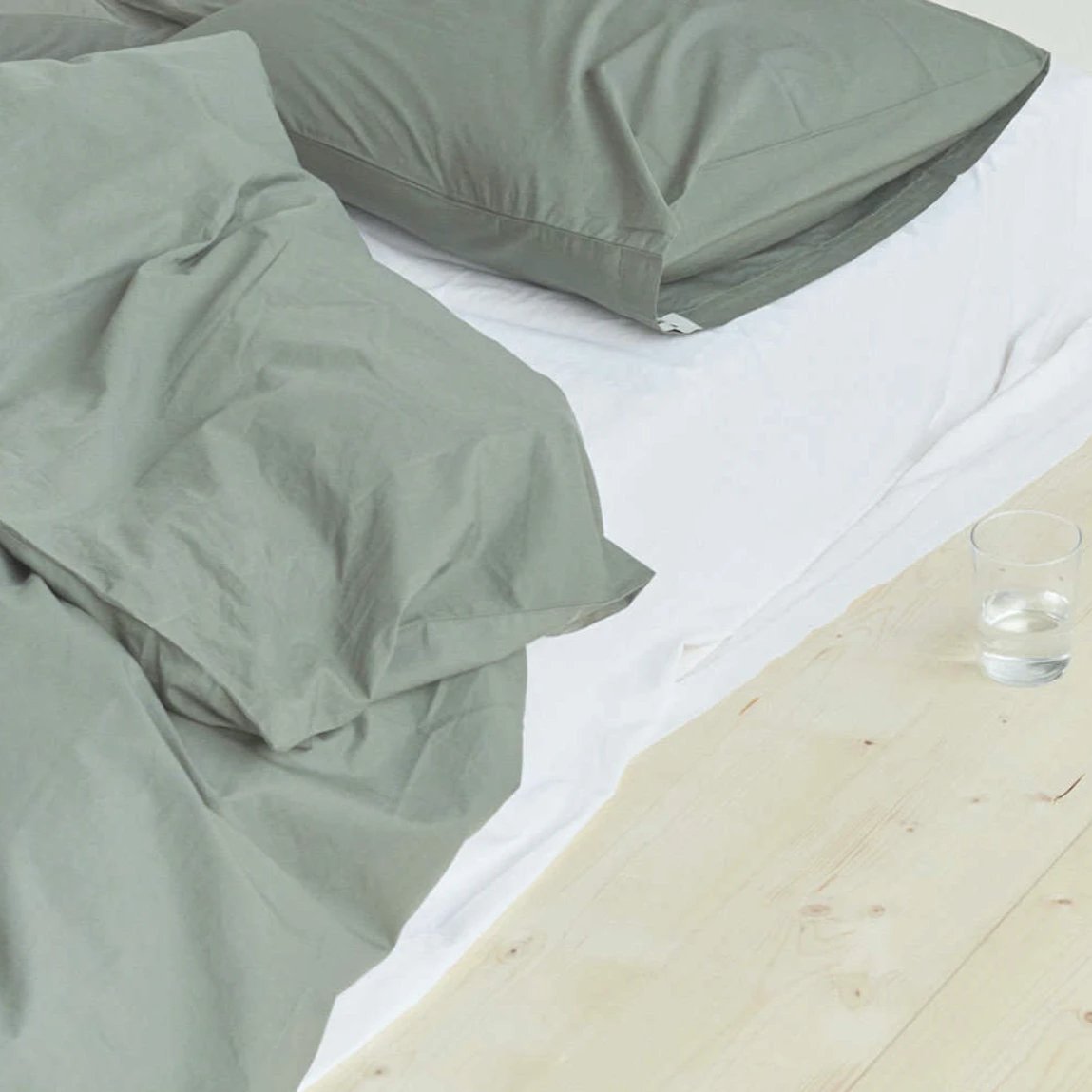 Tekla Percale Bedding in Olive Green