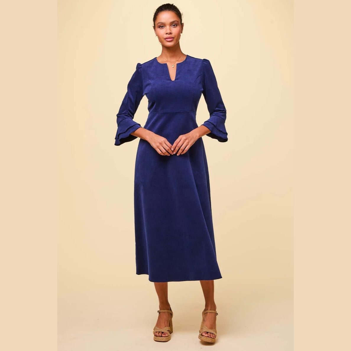 ASPIGA Jocelyn V-Neck Corduroy Dress