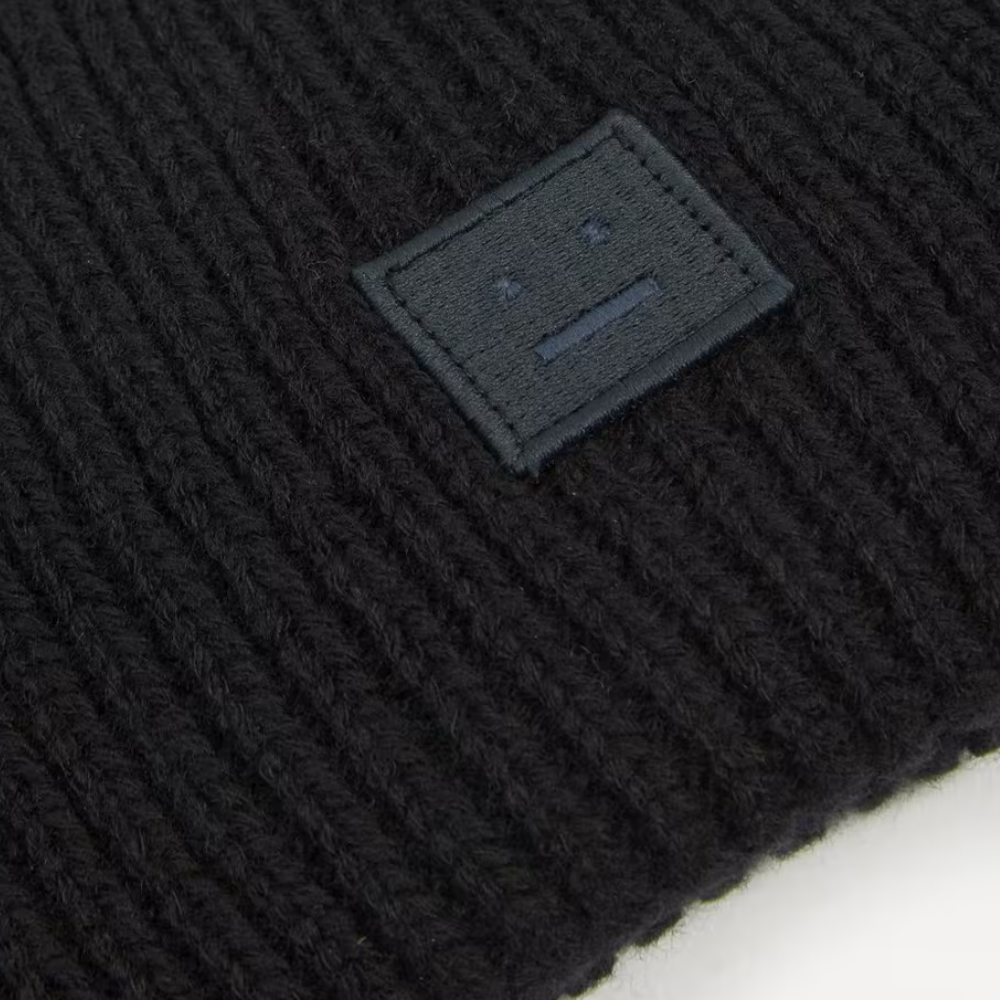 Acne Studios Small Face Logo Wool Beanie Hat