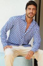 Aspiga Men's Organic Cotton Shirt Batik Pattern Blue/White