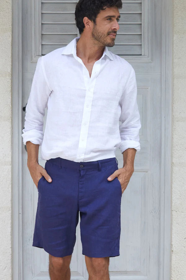 Aspiga Men's Premium Linen Shorts in Navy