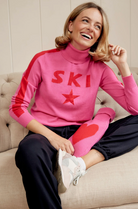 Aspiga Merino Wool Ski Star Motif Slim Polo Neck Jumper