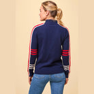 Aspiga Merino Wool Stripe Hearts Quarter Zip Sweater