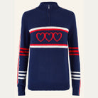 Aspiga Merino Wool Stripe Hearts Quarter Zip Sweater