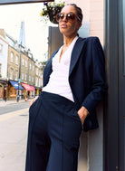 Baukjen Tippi 2.0 Side Stripe Trousers in Navy & White