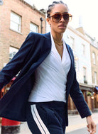 Baukjen Tippi 2.0 Side Stripe Trousers in Navy & White