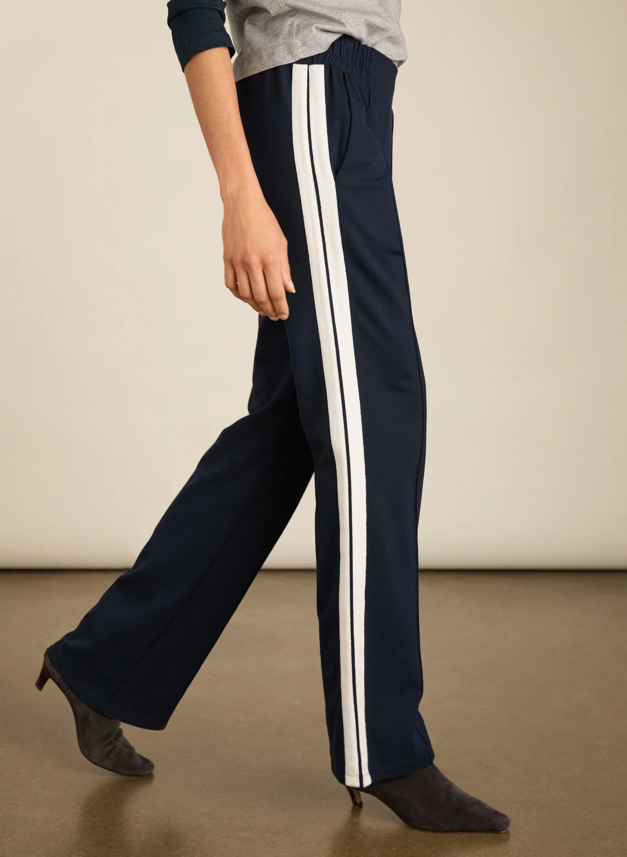 Baukjen Tippi 2.0 Side Stripe Trousers in Navy & White