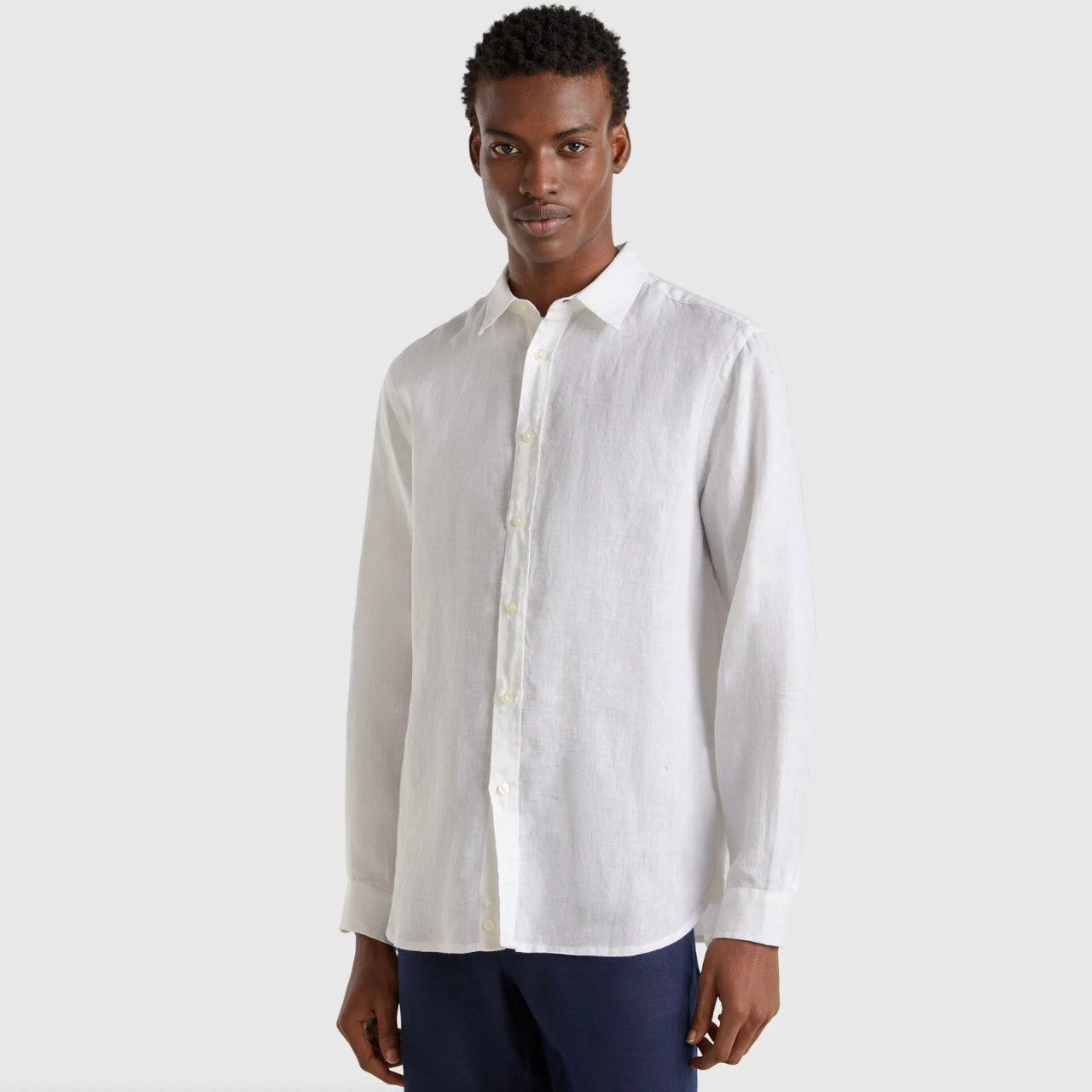 Benetton Men's White Shirt in Pure Linen