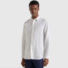 Benetton Men's White Shirt in Pure Linen