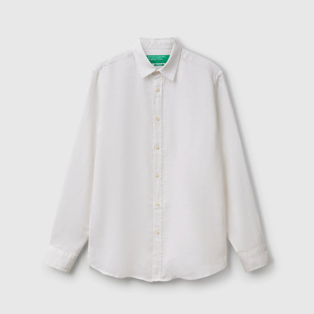 Benetton Men's White Shirt in Pure Linen