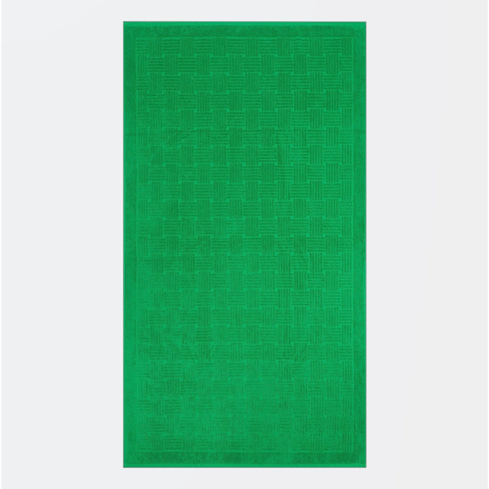 Bottega Veneta Intreccio Pattern Cotton Terry Beach Towel in Grass green