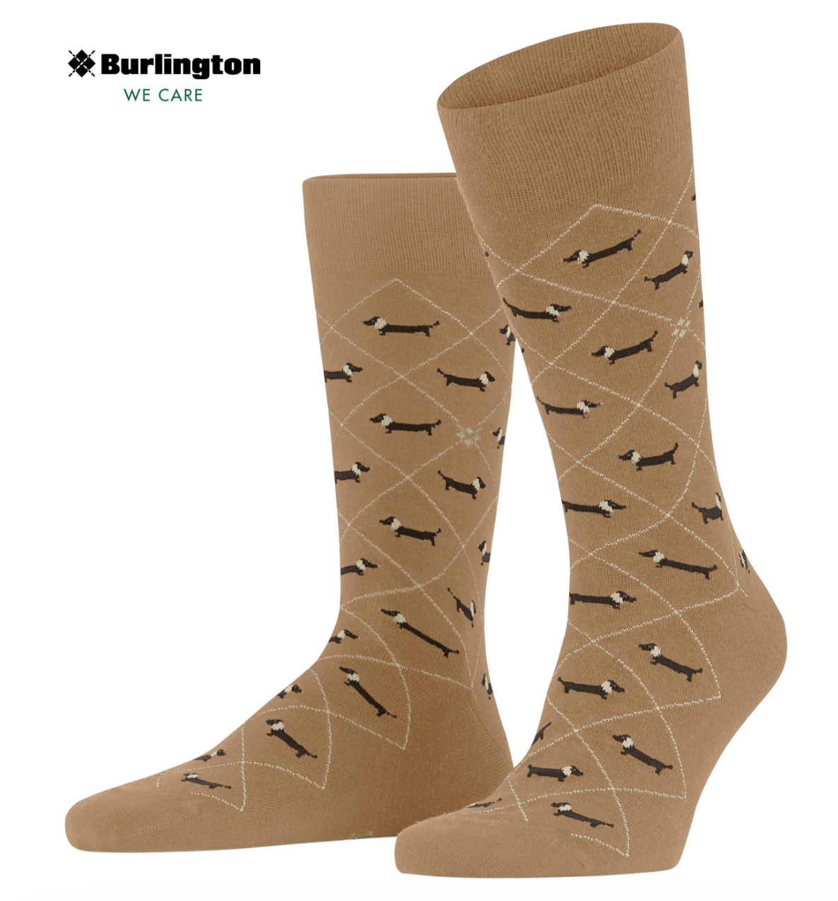 Burlington Dachshund Men Socks Brown Sugar