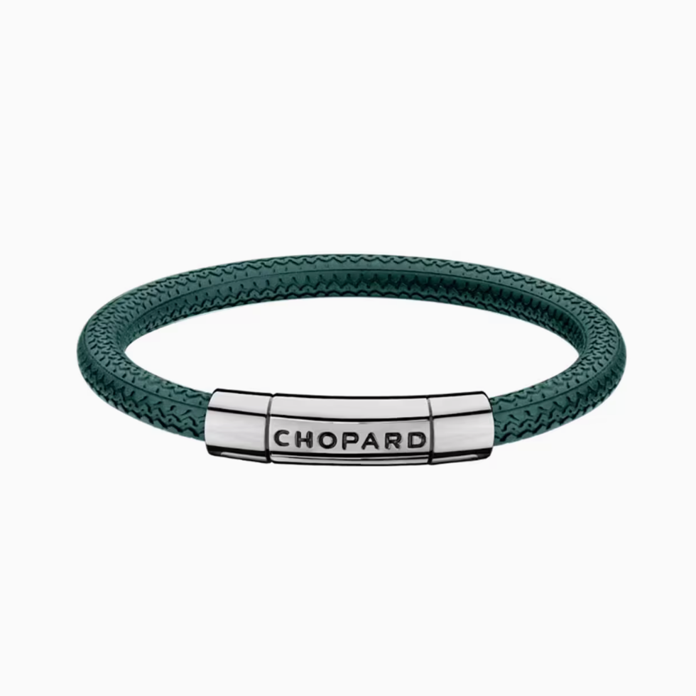 Chopard Mille Miglia Bracelet in Green Rubber and Silver Metal