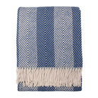 Conscious Convert Natural Herringbone Organic Cotton Throw Blanket in Blue