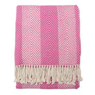 Conscious Convert Natural Herringbone Organic Cotton Throw Blanket in Pink