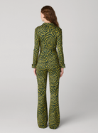 Diane von Furstenburg Michele Jump Suit in Mini Floating Plaid Ecru