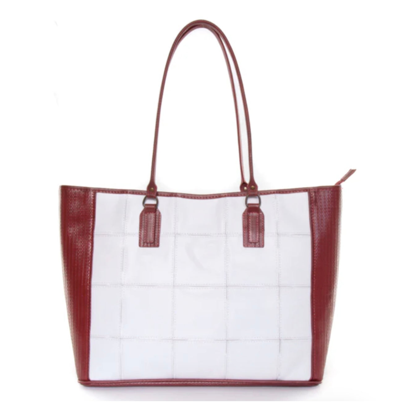 Elvis & Kresse Fire and Hide Classic Leather Tote Bag in Red and White