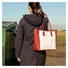 Elvis & Kresse Fire and Hide Classic Leather Tote Bag in Red and White