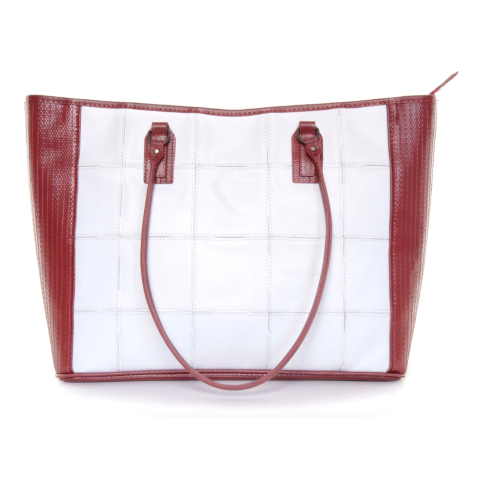 Elvis & Kresse Fire and Hide Classic Leather Tote Bag in Red and White