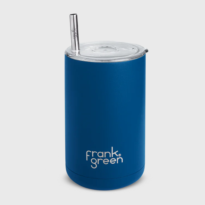 Frank Green Iced Coffee Cup With Straw in Deep Ocean