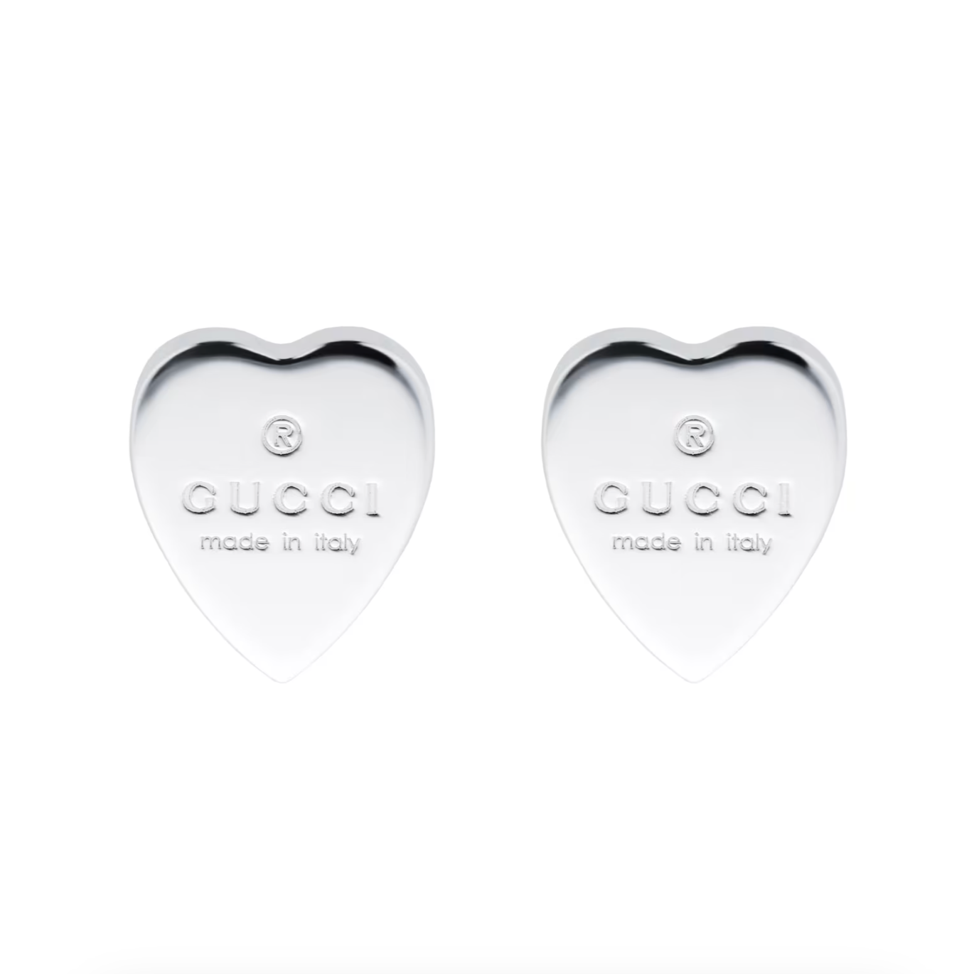 Gucci Trademark Silver Heart Earrings