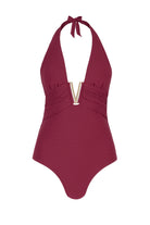 Heidi Klein Cassis V-Bar Halterneck Swimsuit