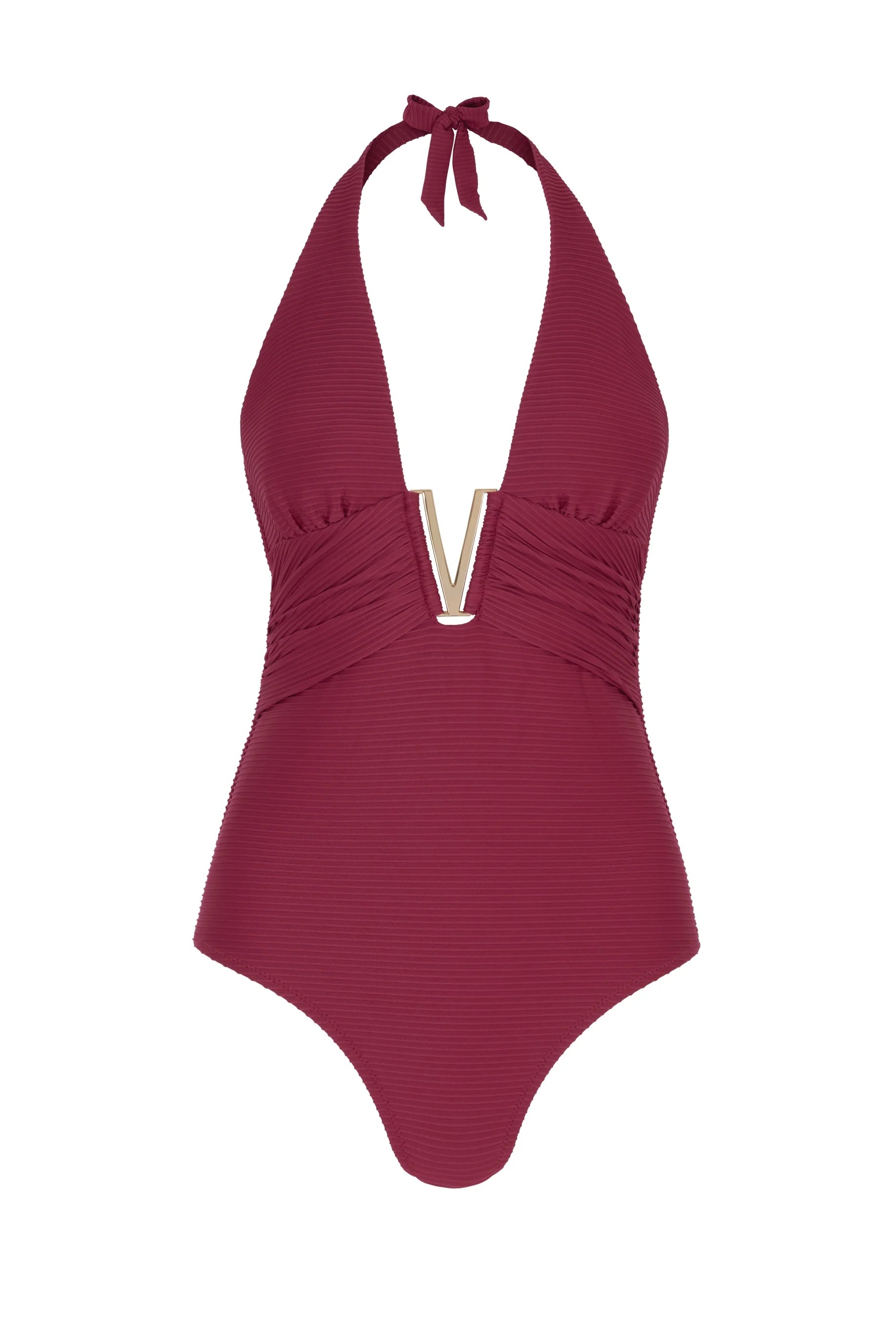 Heidi Klein Cassis V-Bar Halterneck Swimsuit