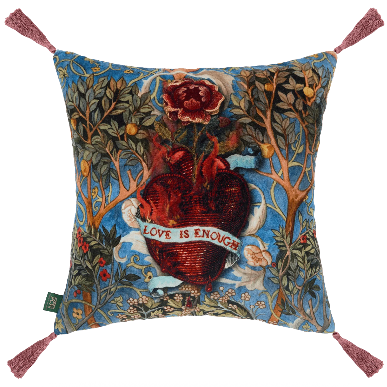 House of Hackney Love Is Enough Velvet Cushion in Celestial Blue