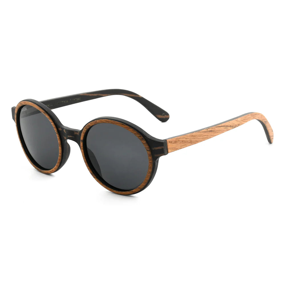 Joplins Pepe Iconic Round Wood Sunglasses