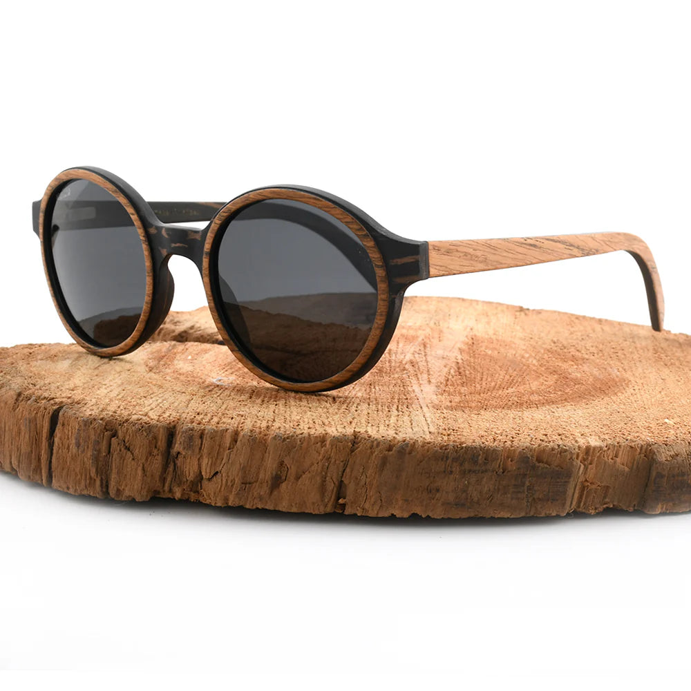 Joplins Pepe Iconic Round Wood Sunglasses