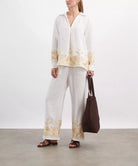 Kori Pyramids Linen Embroidered Blouse