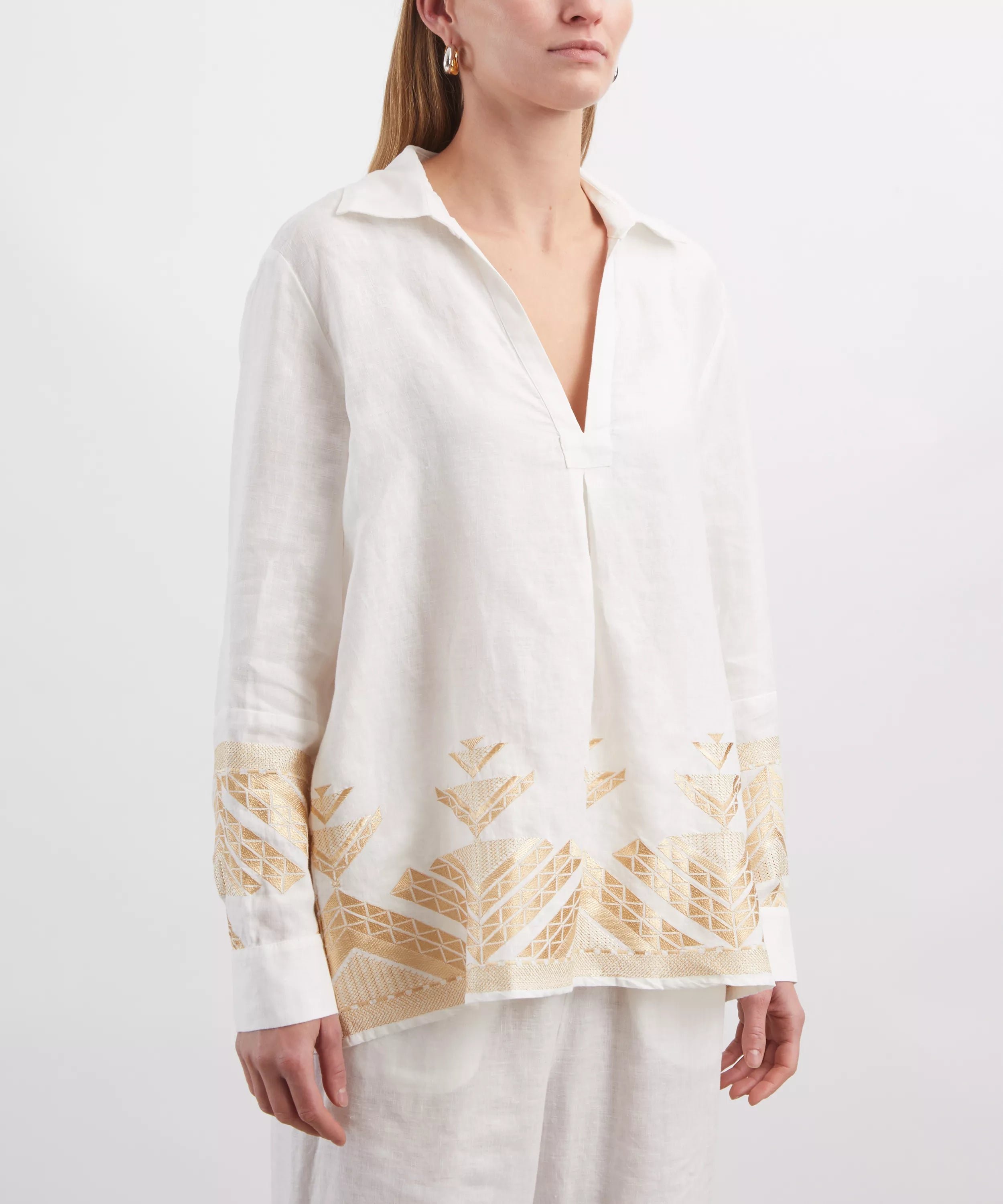Kori Pyramids Linen Embroidered Blouse