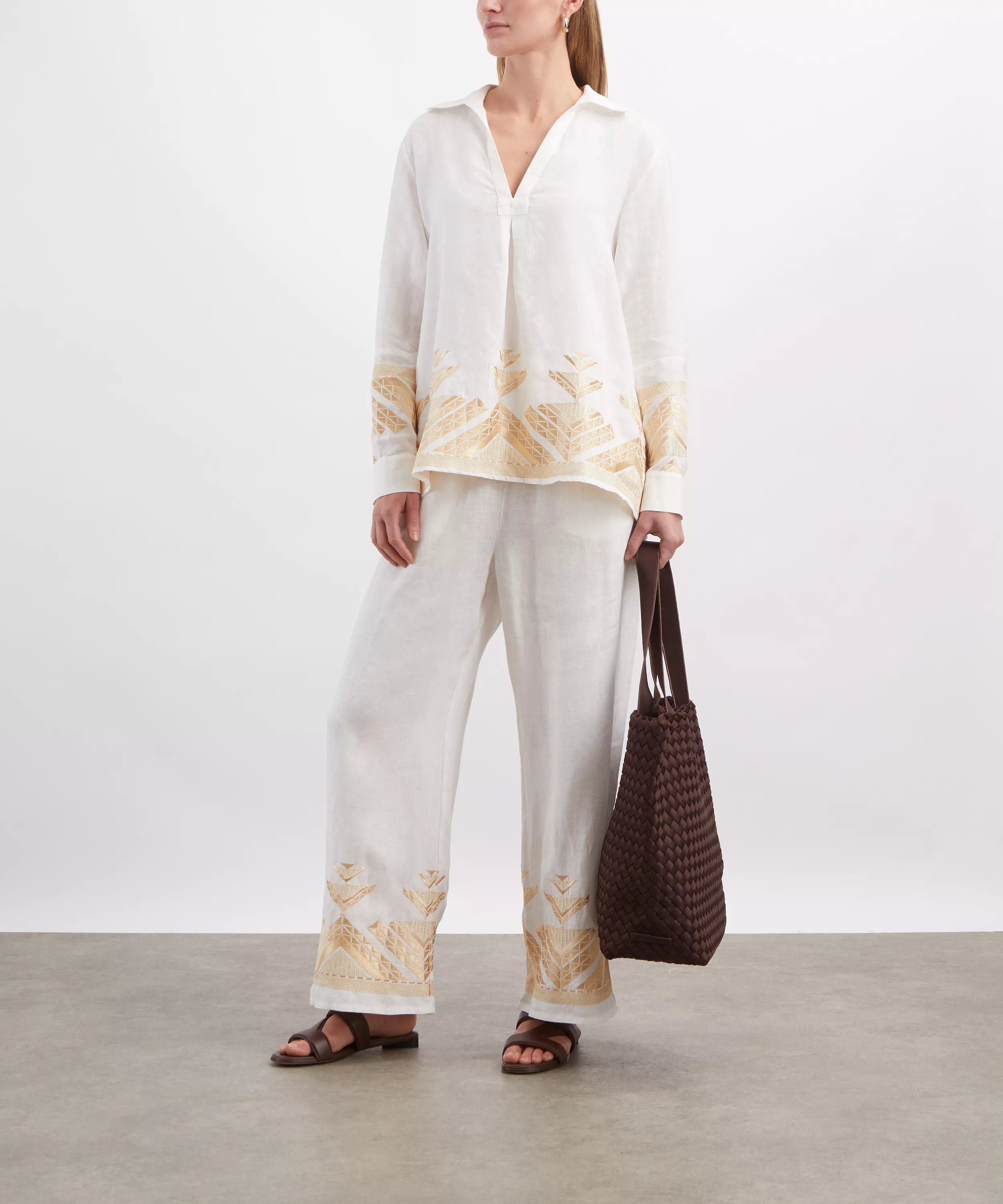 Kori Pyramids Linen Embroidered Trousers