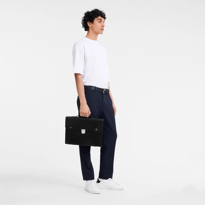 Longchamp Le Foulonne S Briefcase Black Leather