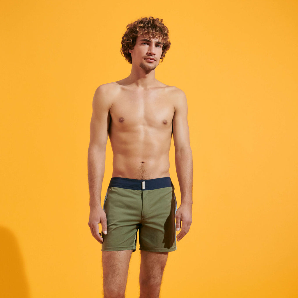Vilebrequin Men Swimwear Flat Belt Solid in Olivier Green