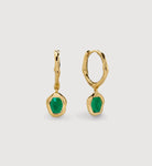 Monica Vinader Gold Vermeil Odyssey Huggies Earrings with Green Onyx