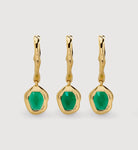 Monica Vinader Gold Vermeil Odyssey Huggies Earrings with Green Onyx